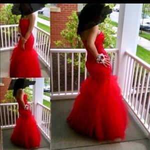 Red prom dress mermaid